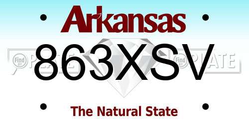 863XSV Arkansas License Plate