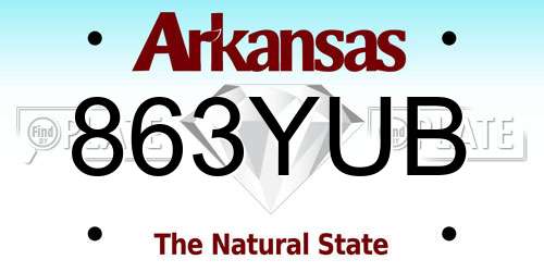 863YUB Arkansas License Plate