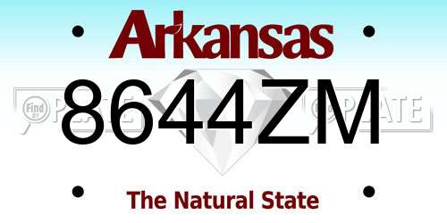 8644ZM Arkansas License Plate