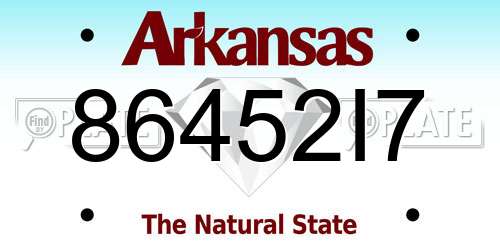 86452I7 Arkansas License Plate