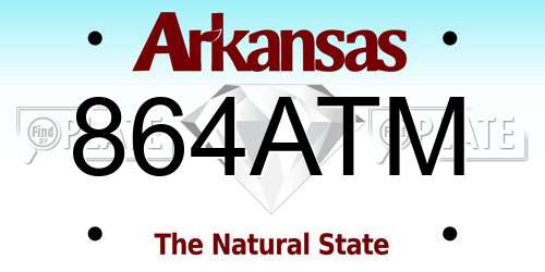 864ATM Arkansas License Plate