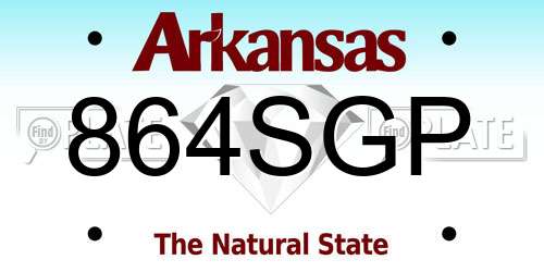 864SGP Arkansas License Plate