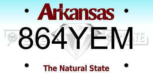 864YEM Arkansas License Plate