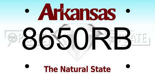 8650RB Arkansas License Plate