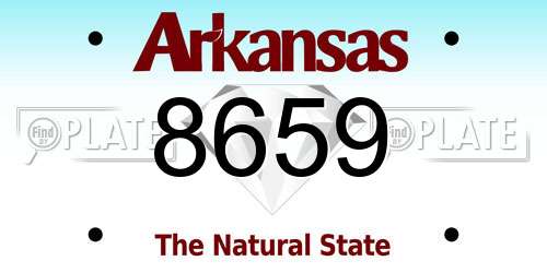 8659 Arkansas License Plate