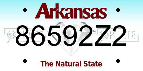 86592Z2 Arkansas License Plate