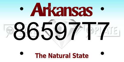 86597T7 Arkansas License Plate