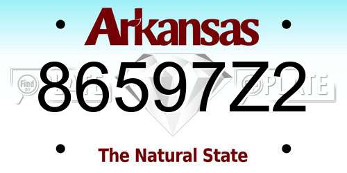 86597Z2 Arkansas License Plate