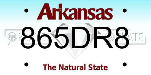 865DR8 Arkansas License Plate