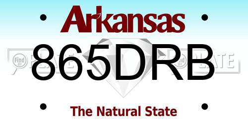 865DRB Arkansas License Plate