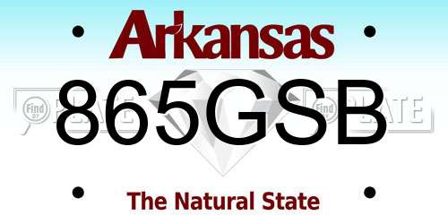 865GSB Arkansas License Plate