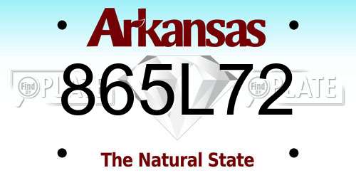 865L72 Arkansas License Plate