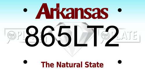 865LT2 Arkansas License Plate