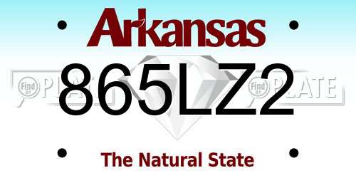 865LZ2 Arkansas License Plate