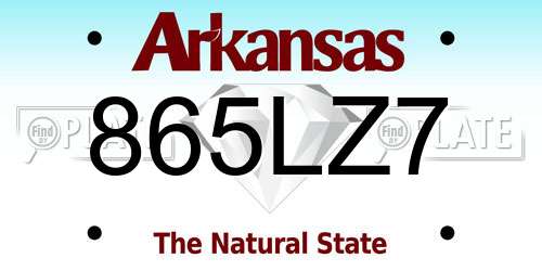 865LZ7 Arkansas License Plate