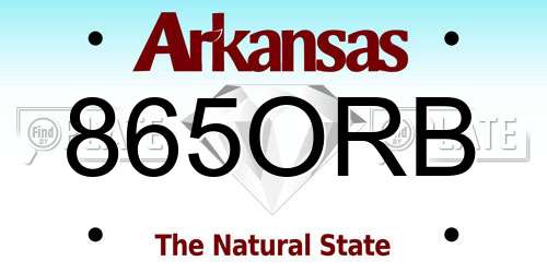 865ORB Arkansas License Plate