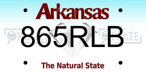 865RLB Arkansas License Plate