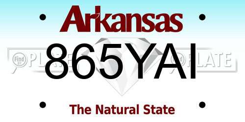 865YAI Arkansas License Plate