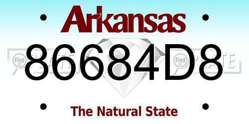 86684D8 Arkansas License Plate