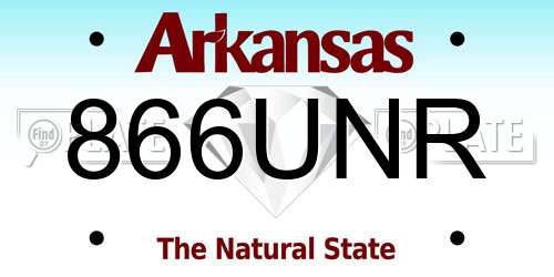 866UNR Arkansas License Plate
