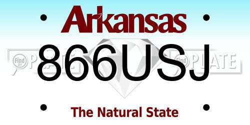 866USJ Arkansas License Plate