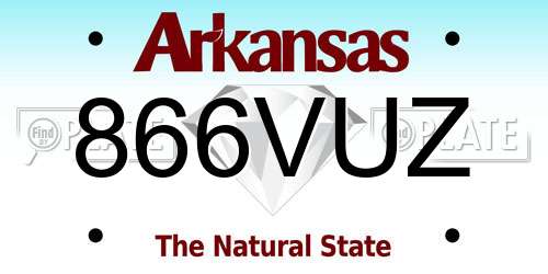 866VUZ Arkansas License Plate