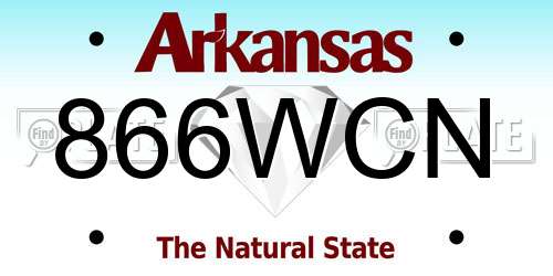 866WCN Arkansas License Plate