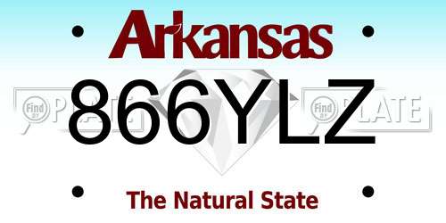 866YLZ Arkansas License Plate