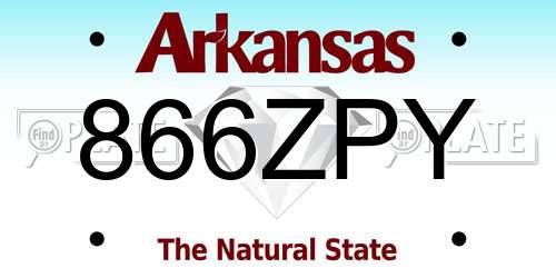 866ZPY Arkansas License Plate