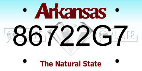 86722G7 Arkansas License Plate