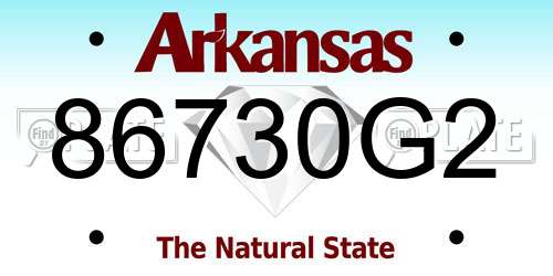 86730G2 Arkansas License Plate