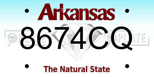8674CQ Arkansas License Plate