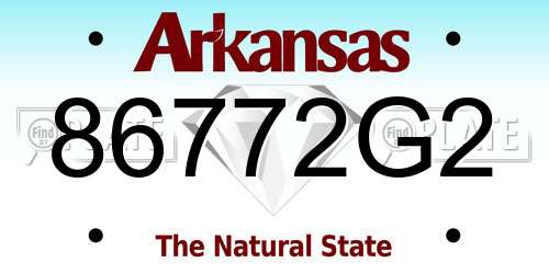 86772G2 Arkansas License Plate