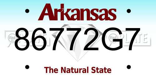 86772G7 Arkansas License Plate