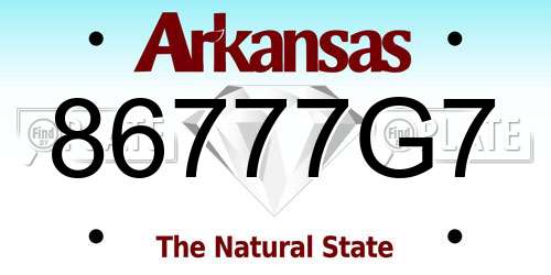 86777G7 Arkansas License Plate