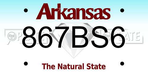 867BS6 Arkansas License Plate