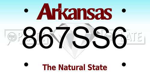867SS6 Arkansas License Plate