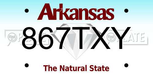 867TXY Arkansas License Plate