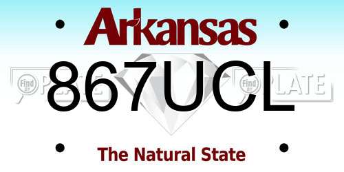 867UCL Arkansas License Plate