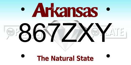 867ZXY Arkansas License Plate