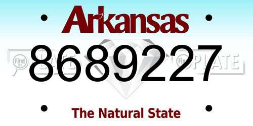 8689227 Arkansas License Plate