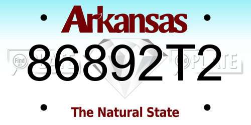 86892T2 Arkansas License Plate