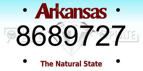 8689727 Arkansas License Plate