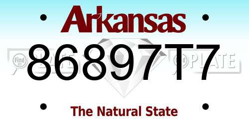 86897T7 Arkansas License Plate