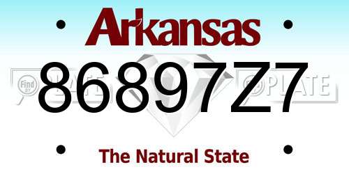 86897Z7 Arkansas License Plate