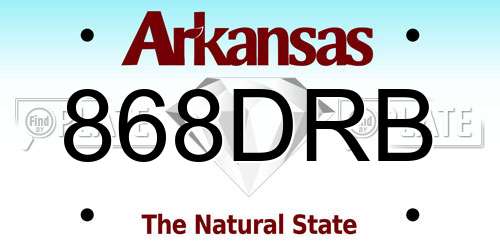 868DRB Arkansas License Plate