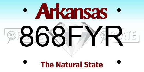 868FYR Arkansas License Plate
