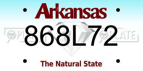 868L72 Arkansas License Plate