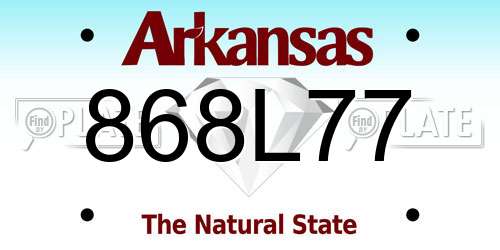 868L77 Arkansas License Plate