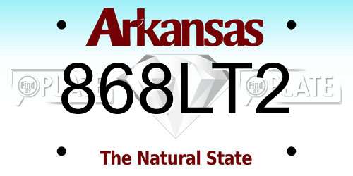 868LT2 Arkansas License Plate